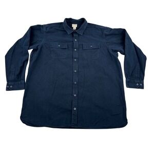 LL Bean Shirt Mens XXXL Tall Blue Flannel Chamois Shacket Traditional Fit Heavy